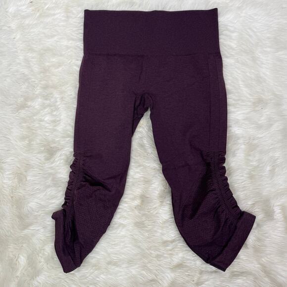 Lululemon In The Flow Crop II Heathered Black Cherry Leggings Size 4 - Picture 11 of 12